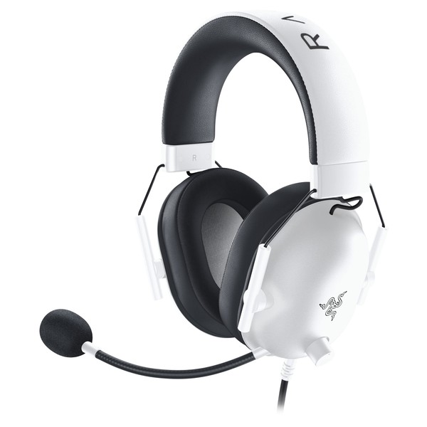 Razer BlackShark V2 X White Gaming Headset, 3.5 mm Analog, 7.1 ch Surround, 50 mm Driver with Patent Technology, Unidirectional Microphone, Noise Canceling, High Sound Isolation Earcups, Lightweight 8.5 oz (240 g), PC, PS5, PS4, Nintendo Switch, RZ04-032