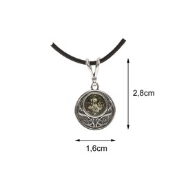 Artisana-Schmuck Amber Pendant, Elegant Pendant (without Leather Strap) Made of Amber and 925/000 Sterling Silver, 925/000 sterling silver Baltic Amber, Amber