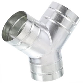 TOP-VIGOR 5" Inch to 5" Inch Y Shape Duct Splitter, 90° Degree Dust Fitting Adapter, 3 Way Duct Hose Connector, Galvanized Steel Branch for Exhaust Fan, Dryer Vent Hose, Industrial HVAC Ventilation
