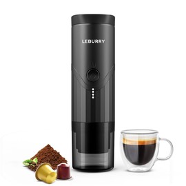 LEBURRY Portable Espresso Machine - Travel Espresso Maker for Both Coffee Ground & Capsules - Battery Powered Coffee Maker - Portable Coffee Maker for Travel, Camping, Home, Office, RV