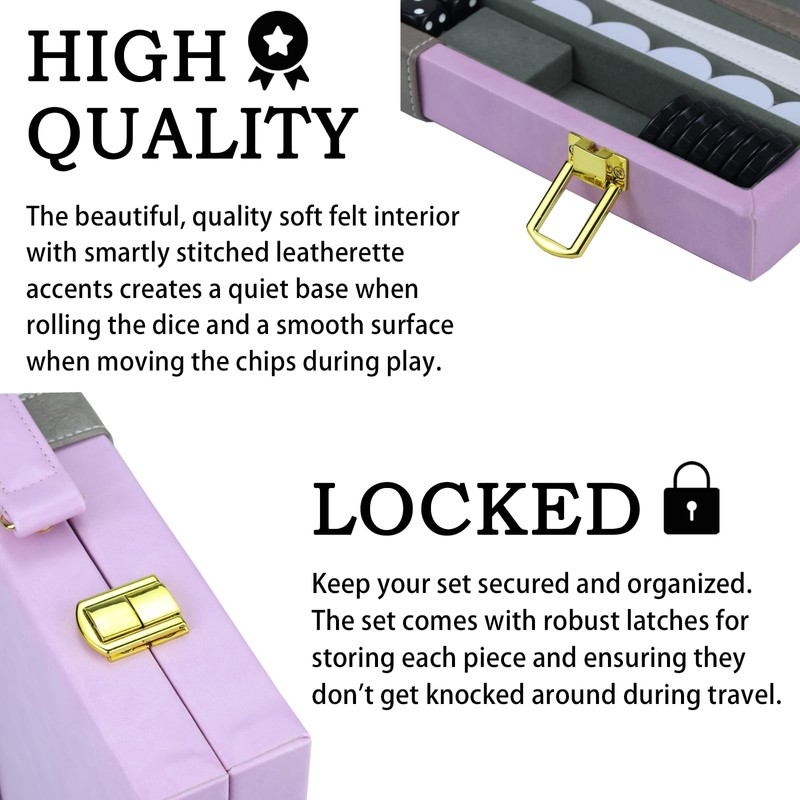 Backgammon Sets for Adults, 15 inch Backgammon Purple Sets Classic
