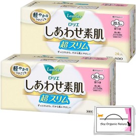 Laurier Happiness Bare Skin Ultra Slim for Regular Days, 8.1 inches (20.5 cm), Includes Wings, 24 Pieces x 2 Packs (Total of 48 Pieces) with Special Tissue