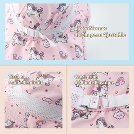 SEYUFN Baby Sonnenhut Mädchen Jungen Halskappe Kinderschutz Eimer Hüte Atmungsaktiver Baby Mädchen Strandhut Kleinkind Sommerhut (S(6-24 Monate), C-Rosa Einhorn)