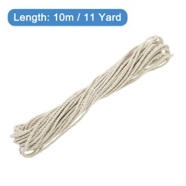 sourcing map Twisted Cord Trim, 11 Yard 3mm 3-Ply Twine Braided Rope Shiny Thread String for Craft Gift Bag Curtain Christmas Decor, Cream White - 10m