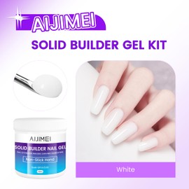 AIJIMEI Solid Builder Gel for Nails, Nail Builder Gel Set 3.34oz Solid Gel Nail Glue Nail Art Nail Extensions for Nails Builder Gel Nail Strengthening Salon Use (White)