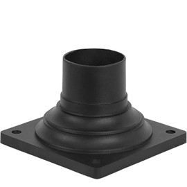KastLite Black Pier Mount Base | Cast Aluminum Post Light Mount Base Adapter with 2.77" OD | Round-to-Square Design, Anti-Rust Matte Finish | Mounting Hardware Included