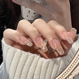 24 Pcs Beautiful and Lovely Sheer Sheer Butterfly Girly Nails Personality Unique False Nails