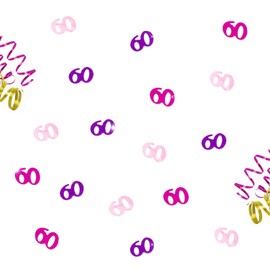 Oblique-Unique® 60th Birthday Anniversary Confetti Pink Purple Table Decoration Confetti 14g