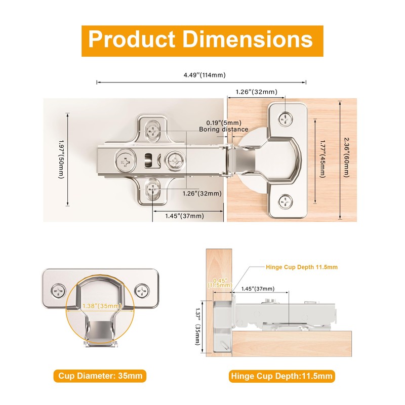 Luokim 2 Pack 1 Pair Full Overlay Soft Close Cabinet