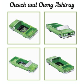 Cheech and Chong Special Edition 50th Anniversary Ashtrays - Design Pin Striped Lowrider, Leaves - Smoking Ash Tray Tabletop, Desktop for Indoor or Outdoor Use, Great Gift