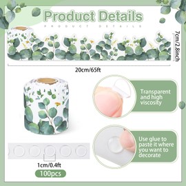Tenceur Greenery Bulletin Board Border Decoration, 65 ft, Eucalyptus