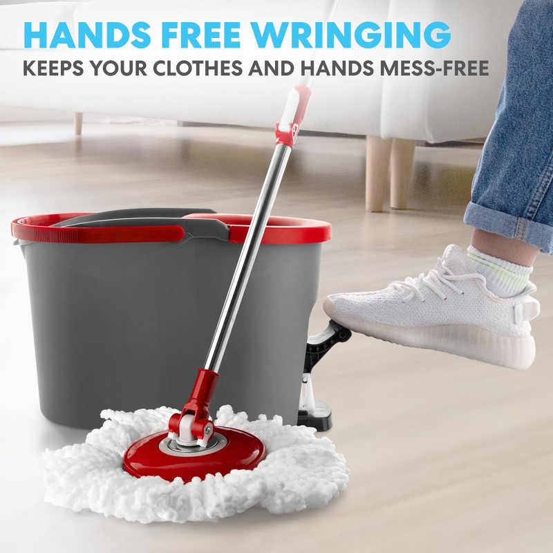 SIMPLI-MAGIC 79349 Spin Mop Cleaning System with 3 Microfiber Mop