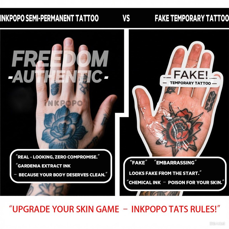 INKPOPO 3 Sheets Semi-Permanent Tattoos for Adults | 7-15 Days
