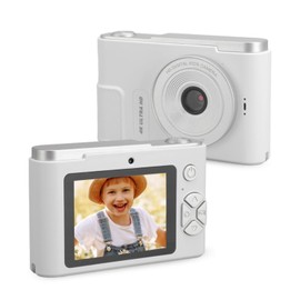Digital Camera, 4K 48MP Compact Small Travel Camera with 2.4 Inch Screen, 16X Digital Zoom, Vlogging Camera Kids Camera, for Kids, Teens (Silver)