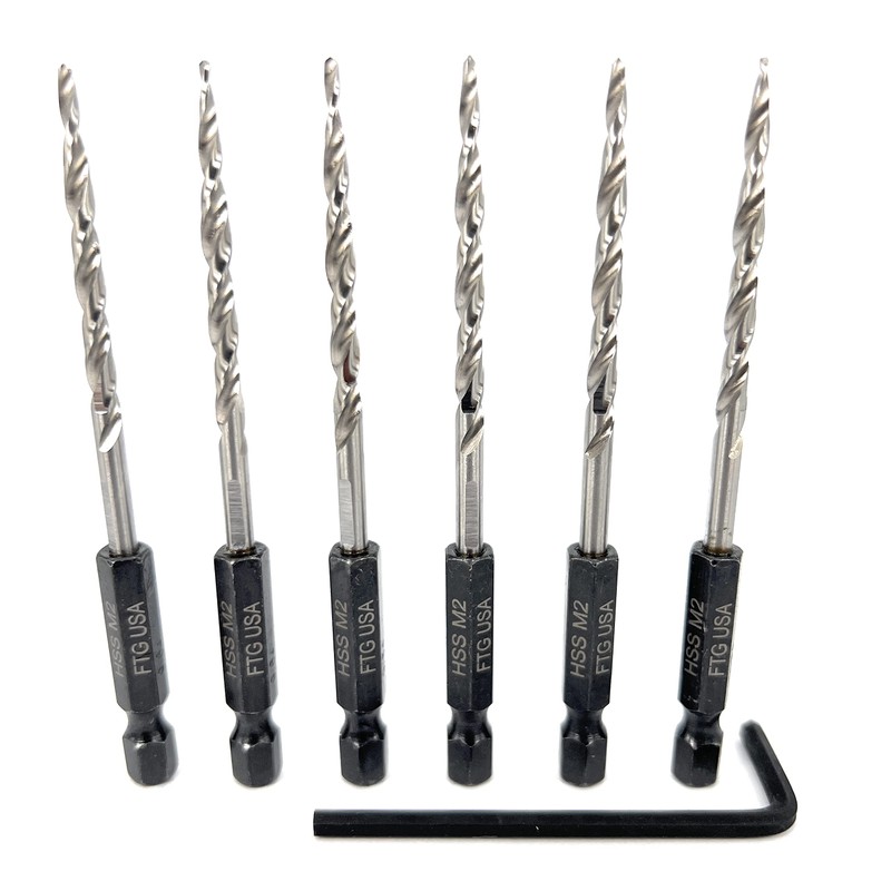 FTG USA 6 Pc #6 (9/64") Tapered Countersink Drill Bit