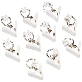 GARDINIA 20 x White T Roller Rings for Curtain Rails, Curtain Rings, with Plastic Clips for T Rails, White