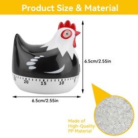 Mechanical Kitchen Timer,60 Minute Countdown Timer for Kids and Adults,Cartoon Chicken Kitchen Timer with Loud Alarm,2.55×2.55inch Mechanical Rotating Cute Reminder Countdown Baking Timer