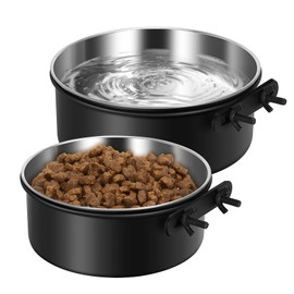 2 Packs Dog Crate Water Bowl No Spill, Dog Crate Bowls Hanging, Mountable Food Water Bowls for Dog Crate Kennel Cage, Stainless Steel Feeder Coop Cup for Dogs Cats Pet Puppy Guinea Pigs Rabbits