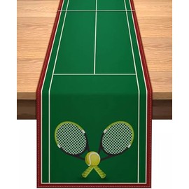 WODJR Tennis Table Runner Tennis Party Decorations Tennis Tablecloth Tennis Tablecover Tennis Party Favor Table Decorations for Tennis Party Supplies Tennis Party Supplies Tennis Birthday Decorations