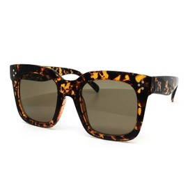 O2 Eyewear 1762 Premium Oversize XXL Women Men Havana Tilda Shadow Style Fashion Mirror Tint Sunglasses (BROWN, 56)