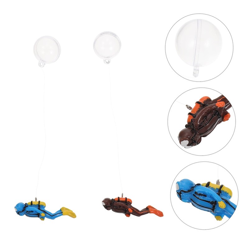iplusmile 4sets Aquarium Diver Ornament Creative Floating Decor for Fish