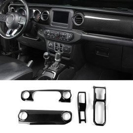 CheroCar Center Console Panel Dashboard Cover & Gear Shift Panel Cover Interior Accessories fit for Jeep Wrangler JL JLU 2018-2025 & Gladiator JT 2020-2025,Carbon Fiber…