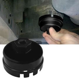 QKYS Oil Filter Wrench for Toyota 4 Runner, Prius, RAV4, Highlander, Tundra, 64mm 14 Flute Oil Filter Cap Wrenches Removal Tool for 2.5-5.7L Engine, Aluminum Oil Filter Socket Set (Black)