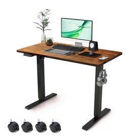 Win Up Time Electric Standing Desk Whole Piece Desktop Height Adjustable Desk- Standing Computer Desk, Sit Stand Desk Frame & Top, Electric Stand Up Desk on Wheels
