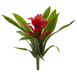 Nearly Natural 10” Bromeliad Artificial Flower Stem, Set of 6, Red