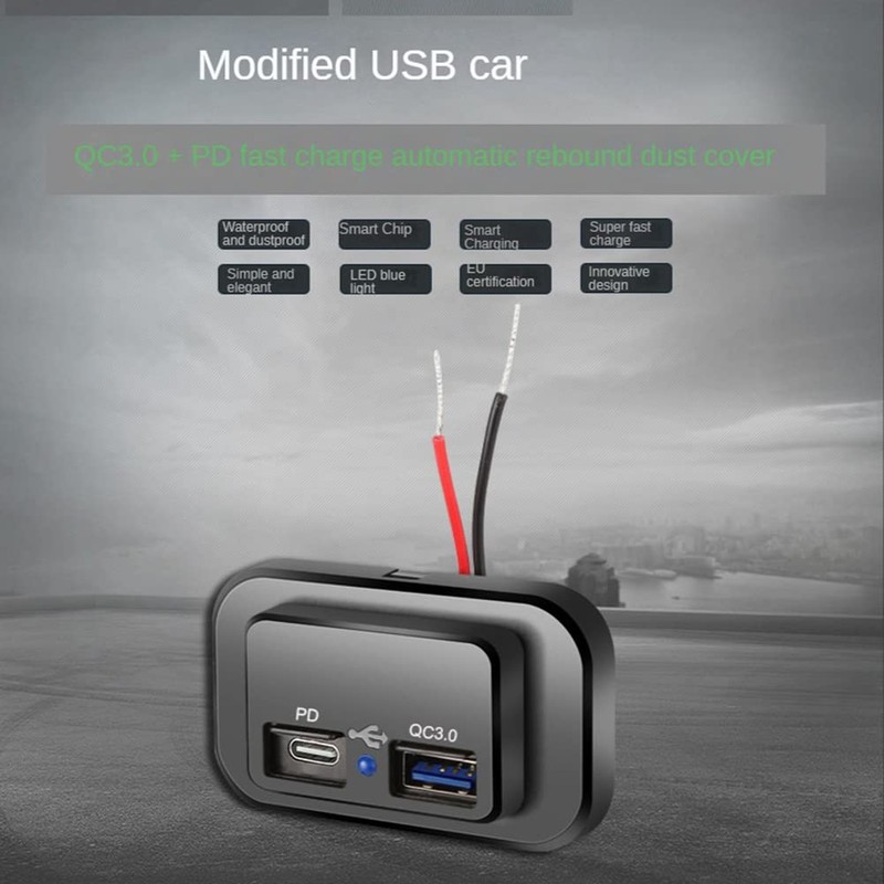 Tuperoymse USB+PD 12V/24V USB Charging Splitter Outlet for Motorcycle -Truck