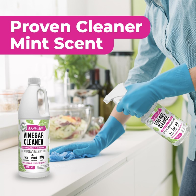 Mighty Mint Vinegar Cleaner, Non-Toxic, All-Purpose Cleaning for Household Surfaces,