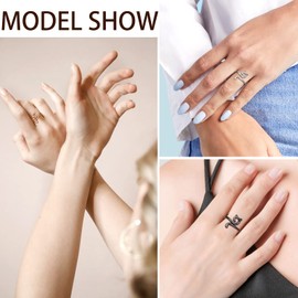 Lovely Cat Ring Black Gun Plated Animal Cat Adjustable Ring 925 Sterling Silver Cute Cat Animal Ring Black Ring for Women Adorable Pet Open Statement Ring Jewelry for Christmas Birthday Gift FR050K