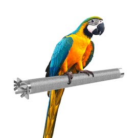 KATUMO Parrot Perch, Stainless Steel Bird Perch Large Parrot Stand Toy for Parakeet African Grey Macaw Small to Large Parrots