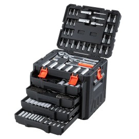 D0100X3K1P8 Auto Repair Tool Set Mechanics Kit 1/4" 3/8" 1/2" Drive SAE Metric Socket Wrenches ScrewdriverDefault: Default