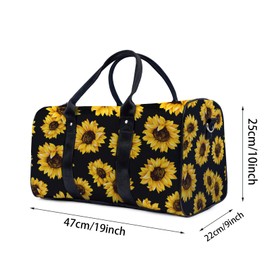 Travel Duffle Bag Sunflowers Print Large Capacity Personal Item with Adjustable Strap Lightweight Weekender Bag Overnight Bag Gym Bag