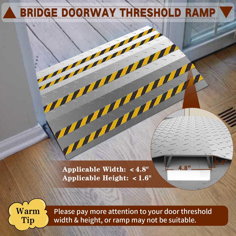 Door Threshold ramp 31.5" W*18.9" L, Metal Bridge Doorway Threshold