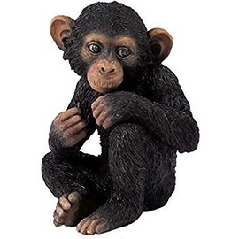 4.13 Inch Baby Chimpanzee Decorative Statue Figurine, Black and Brown