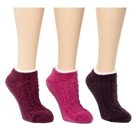 Cuddl Duds Women Cozy Lined Super Soft 3 Pair Pack Low Cut Lounge Socks, Purple, One Size