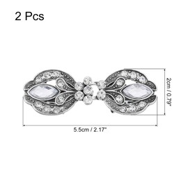 sourcing map 2pcs Vintage Sweater Clips, Cape Cloak Clasps Retro Cardigan Clips Shawl Collar Clasp Dress Shirt Brooch Clip for Women (Silver, 2.17" x 0.79")