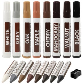 17 Piece Wood Repair Kit, Wood Repair Compound 8 Colours Wood Repair Set with Sharpener, Laminate Repair Colourfast Laminate Repair Kit for Floor, Table, Chair, Furniture Scratch Repair