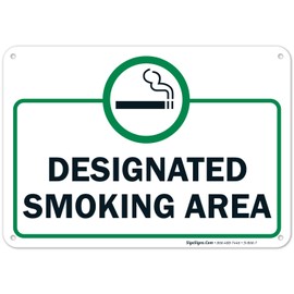 Designated Smoking Area Sign, 10x7 Rust Free Aluminum, Weather/Fade Resistant, Easy Mounting, Indoor/Outdoor Use, Made in USA by Sigo Signs