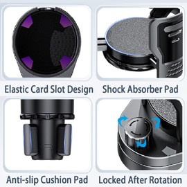 Upgrade Dual Cup Holder Expander, 2 in 1 Multifunction Cup Holder for Car with Lock, 360° Rotating Car Cup Drink Holder with Adjustable Base, Cupholder Expander for Large Water Bottles, Cups