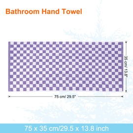 sourcing map 4 Pcs Bathroom Hand Towels Purple Soft Absorbent Face Towels Cotton Wash Cloths 13 x 29 Inch Kitchen Hand Towels for Bathroom Gym Drying Hand Face Hair (Checkered Pattern)