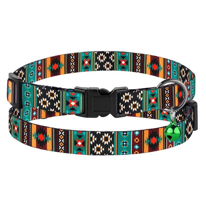 Cat Collar Breakaway 2PCS Adjustable Pattern Tribal Aztec Southwest Safety