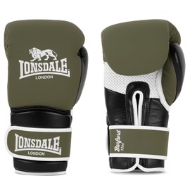 Lonsdale Barford Leather Boxing Gloves Olive/Black/White 10 oz