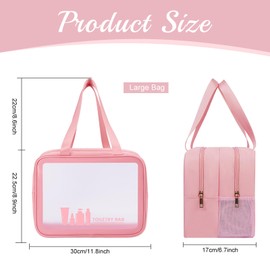 MAANGE Toiletry Bag for Women Men,Portable Large Translucent Wet and Dry Separation Travel Toiletry Bag Waterproof Travel Organizer Storage for Accessories,Toiletries(Pink)