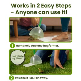 Katcha Acrylic Critter Catcher Live Trap - Large Plastic No-Harm Bug Trap & Insect Catcher with Handle for Indoor Use - Roach Traps Indoor - Bug Container for Safely Capturing Insects & Pests