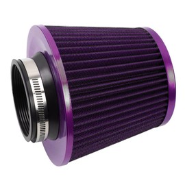 muge racing 3-inch Cold Air Intake Filter 76mm, High Performance Clamp-On Engine Intake Air Filter, Washable Reusable & Universal Round Tapered Replacement Air Filter, Purple