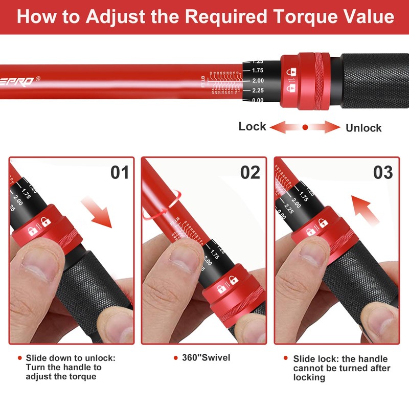 ATsafepro 3/8-Inch Drive Click Torque Wrench,Dual-Direction Adjustable,72-Tooth Dual Range Scales-5-50Ft-Lb/6.8-68Nm,Quick