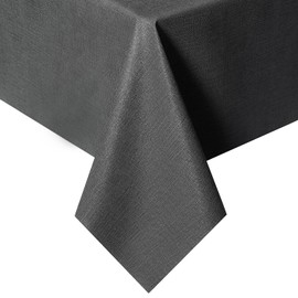 Newthinking PVC Table Cloth Wipe Clean Tablecloth Plastic Waterproof Table Protector, Rectangular Wipeable Tablecloths for Kitchen Picnic Outdoor Indoor - Dark Grey, 84x60in/213x153cm